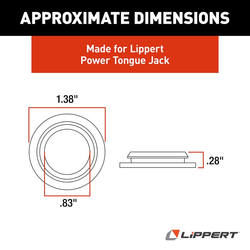 Lippert Components Lippert Replacement Power Tongue Jack Cover Side Plug for RVs or Travel Trailers, 1.38" Outer Diameter, 0.83" Inner Diameter, Fits Both Sides of Electric Head, Seals & Covers Access Hole - 225875 - Image 2